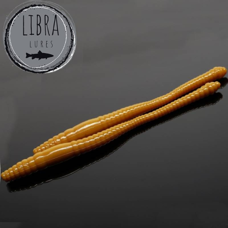 Gumové žížalky na okouny Libra Lures Dying Worm 70 barva 036 coffee milk ( balení 15 ks) příchuť sýr