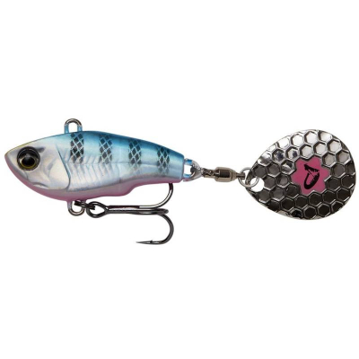 Zajímavá nástraha na okouny Savage Gear Fat Tail Spin 6.5cm 16g - Blue Silver Pink