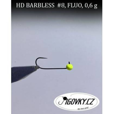 Wolframové bezprotihrotové hlavičky HD BARBLESS FLUO ŽLUTÉ vel. 8 0,6g (balení 5ks)