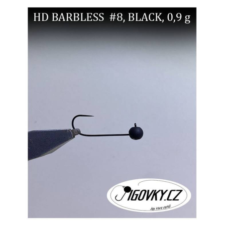 Wolframové bezprotihrotové hlavičky HD BARBLESS Black vel. 8 1,3g (balení 5ks)