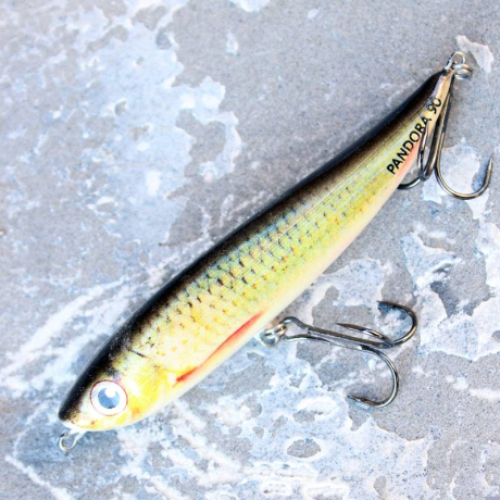 Bezlopatkový hladinový wobler na boleny Hunter Pandora 90 - RRU