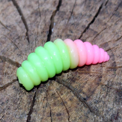 Harmony Baits Larva XL 37mm 7 pcs barva 011+006 Chartreuse + Baby Pink příchuť sýr