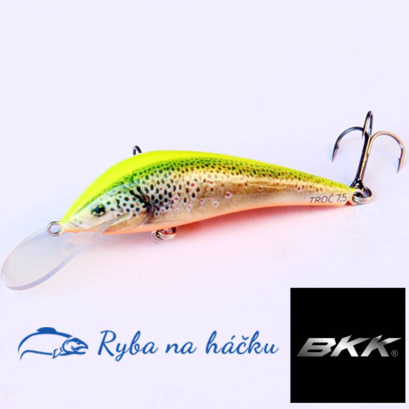 Wobler Bonito Troć 6,5cm 5,5g pstruh fluo žlutý s oranž. bříškem BKK hooks