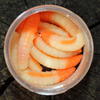 Harmony Baits Larva Grub 40mm barva 02+05 Cheese + Orange 9 pcs příchuť sýr