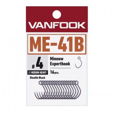Woblerové jednoháčky Vanfook Minnow Expert Hook  ME-41B č. 6 (16 pcs)