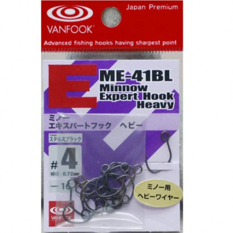 Woblerové jednoháčky Vanfook Minnow Expert Hook ME-41BL č. 4 (16 pcs)