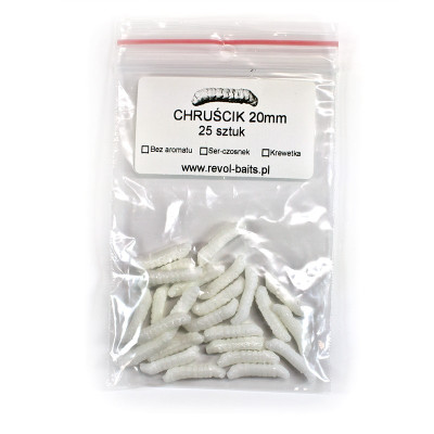 Revol Baits Chrostík EKONOMY (CADDIS LARVA) 20mm Bílý - 25 kusů sýr-česnek
