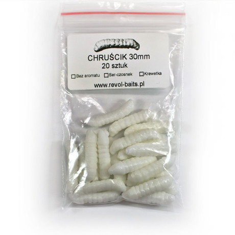 Revol Baits Chrostík EKONOMY (CADDIS LARVA) 30mm Bílý - 20 kusů sýr-česnek