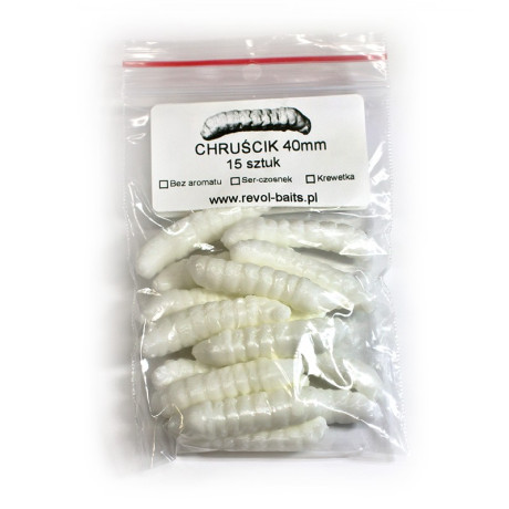 Revol Baits Chrostík EKONOMY (CADDIS LARVA) 40mm Bílý - 15 kusů sýr-česnek