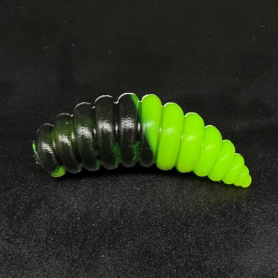Harmony Baits Larva XL 37mm 7 pcs barva 027+013 Black + Chartreuse příchuť sýr