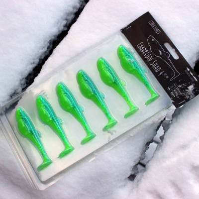 LIBRA LURES Embrion Shad 4″ 100mm 8g - 127 Lime Chartreuse/Blue (NO SCENT) – 6ks/bal