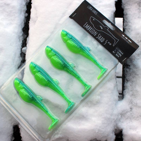LIBRA LURES Embrion Shad 5″ 125mm 15g - 127 Lime Chartreuse/Blue (NO SCENT) – 4ks/bal