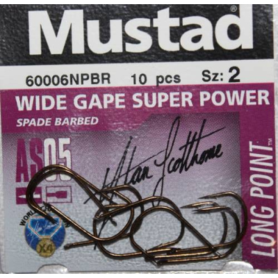 Mustad wide gape super power vel. 2